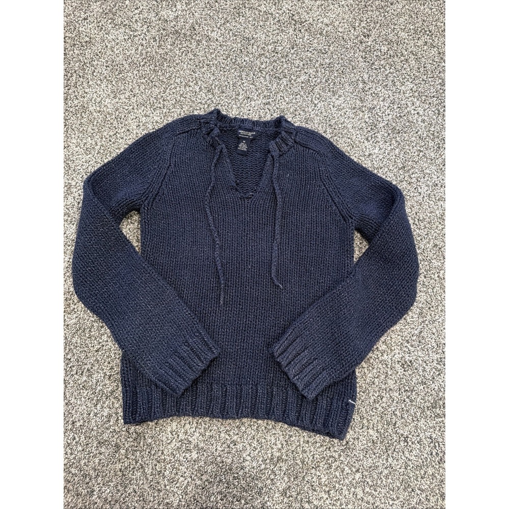 American Eagle Navy Knit V Neck Pullover Sweater *Size XS marled